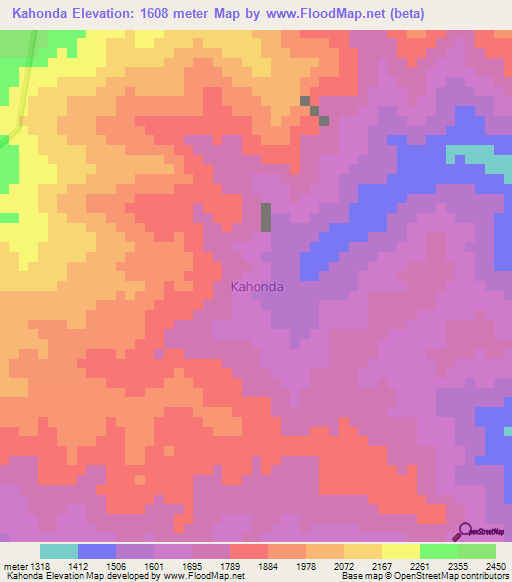 Kahonda,Uganda Elevation Map