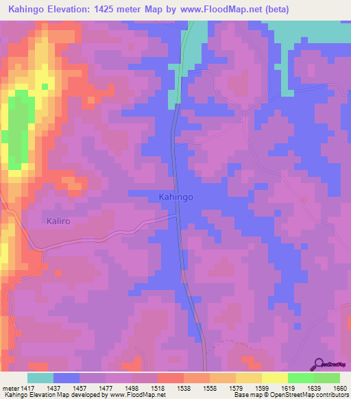 Kahingo,Uganda Elevation Map