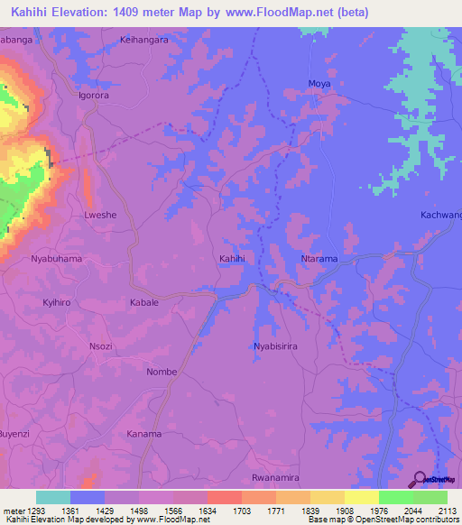 Kahihi,Uganda Elevation Map