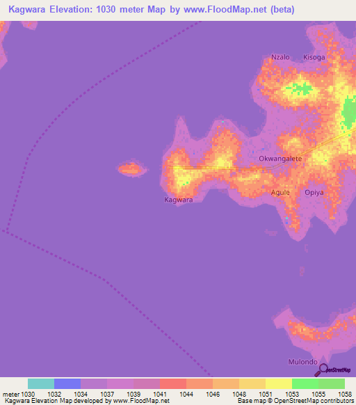 Kagwara,Uganda Elevation Map
