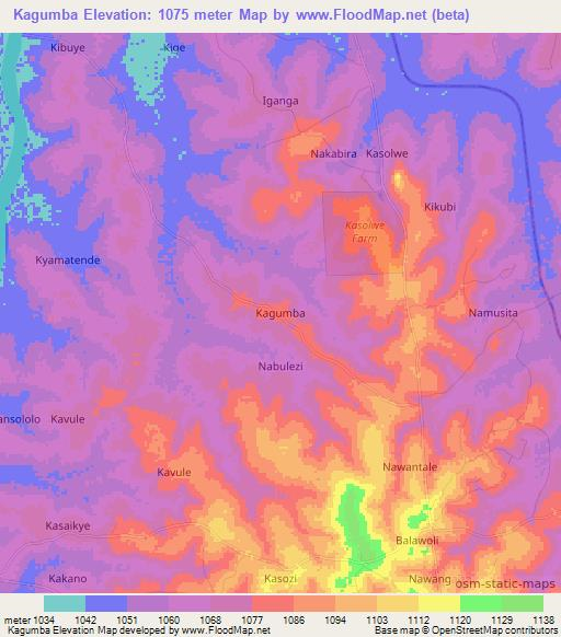 Kagumba,Uganda Elevation Map