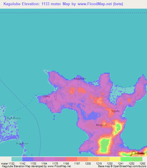 Kagulube,Uganda Elevation Map