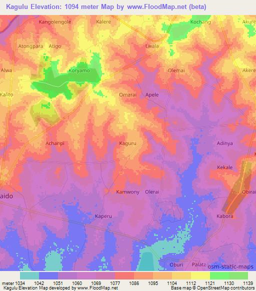 Kagulu,Uganda Elevation Map