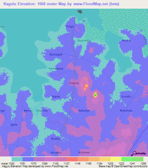 Kagulu,Uganda Elevation Map