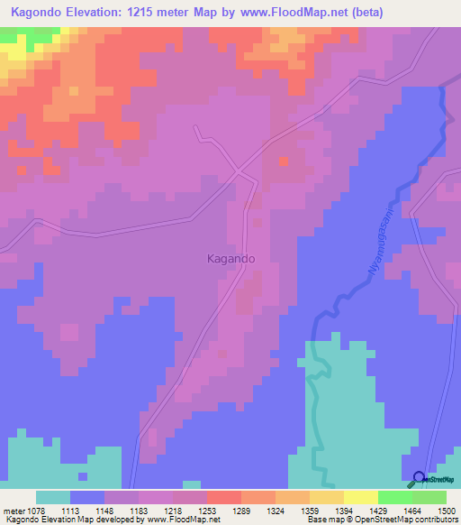 Kagondo,Uganda Elevation Map