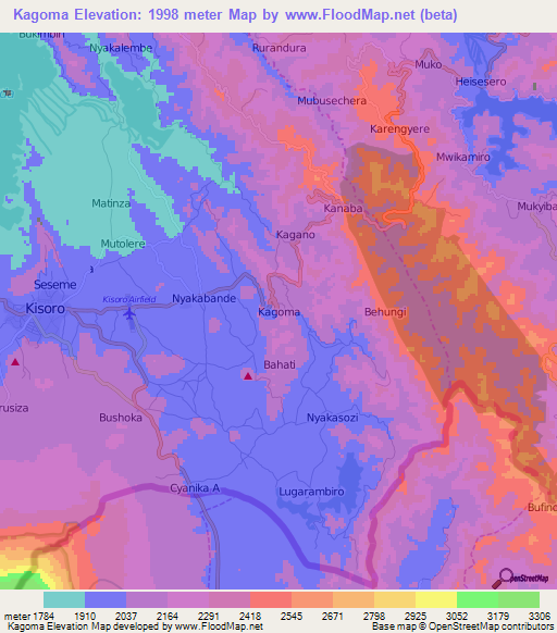 Kagoma,Uganda Elevation Map