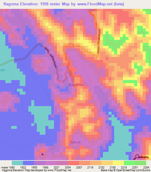 Kagoma,Uganda Elevation Map