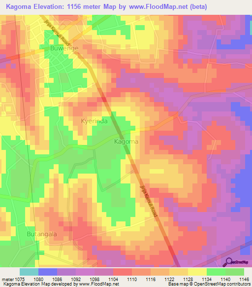 Kagoma,Uganda Elevation Map