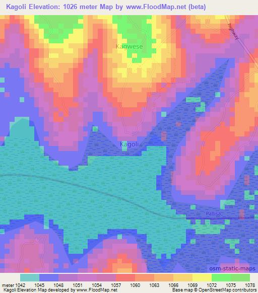 Kagoli,Uganda Elevation Map