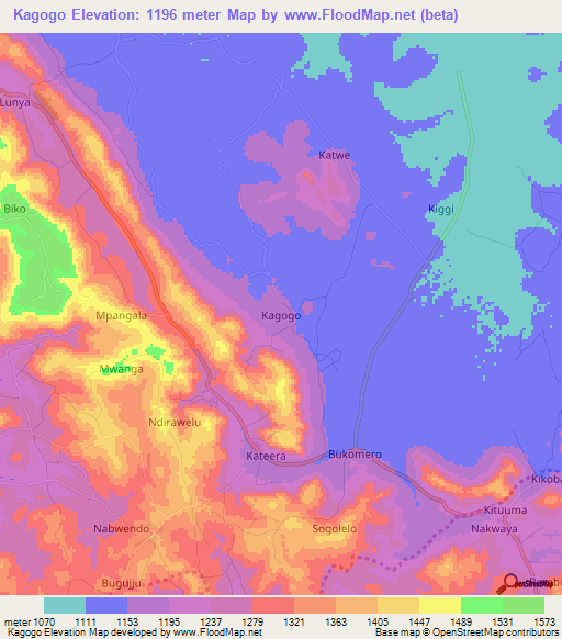 Kagogo,Uganda Elevation Map