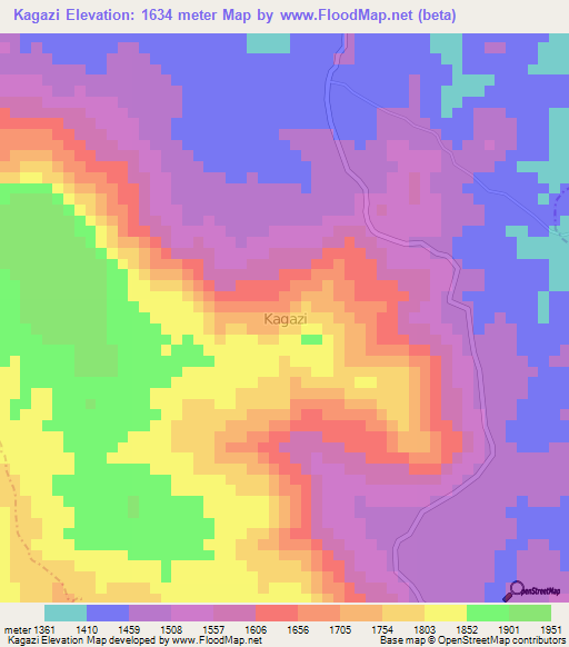 Kagazi,Uganda Elevation Map