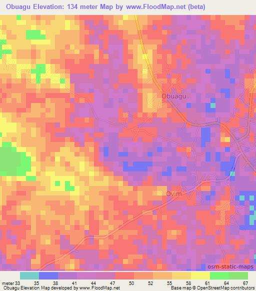 Obuagu,Nigeria Elevation Map