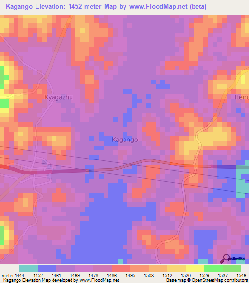 Kagango,Uganda Elevation Map