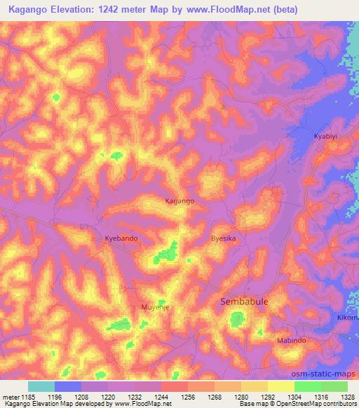 Kagango,Uganda Elevation Map