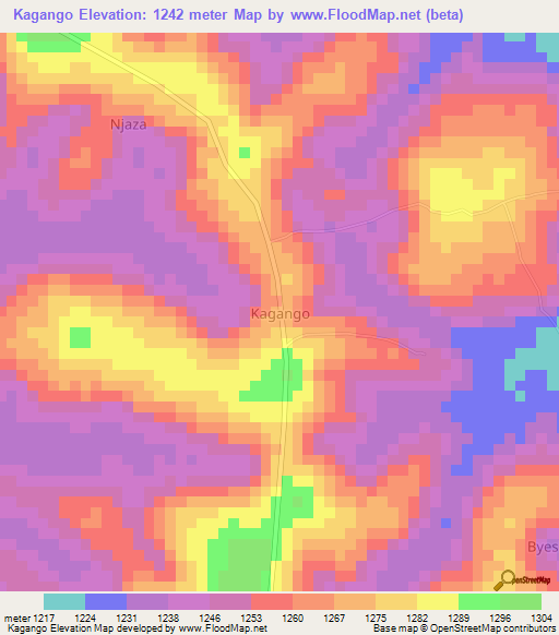 Kagango,Uganda Elevation Map