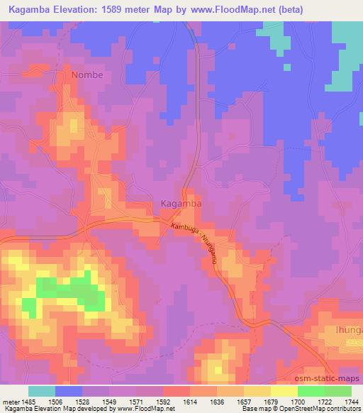 Kagamba,Uganda Elevation Map