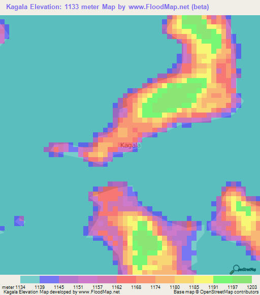 Kagala,Uganda Elevation Map