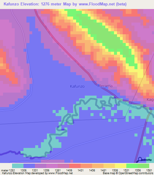 Kafunzo,Uganda Elevation Map