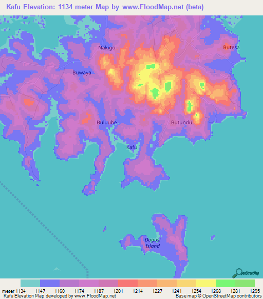 Kafu,Uganda Elevation Map