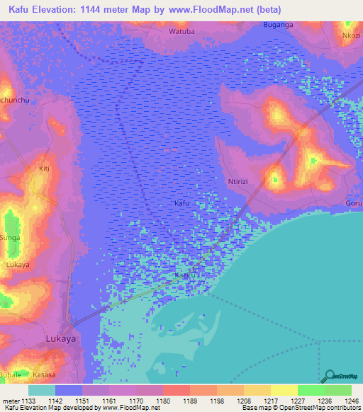 Kafu,Uganda Elevation Map