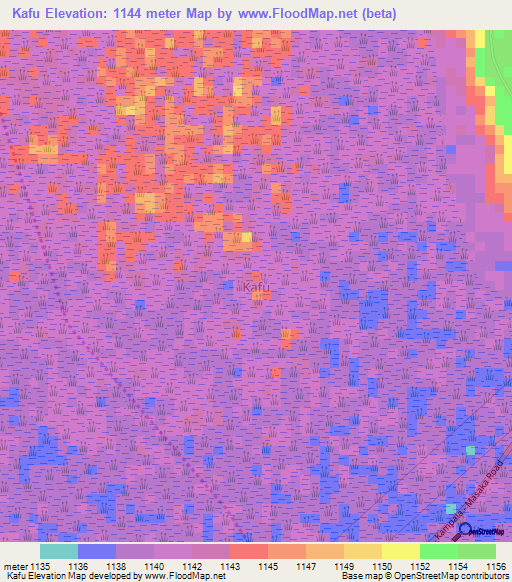 Kafu,Uganda Elevation Map
