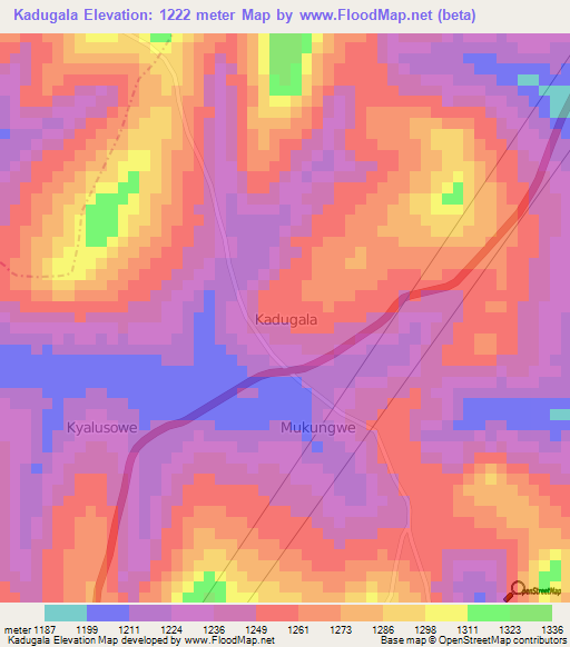 Kadugala,Uganda Elevation Map