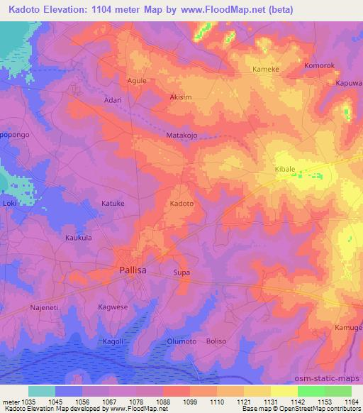 Kadoto,Uganda Elevation Map