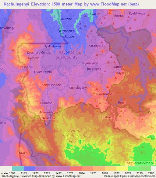 Kachulagenyi,Uganda Elevation Map