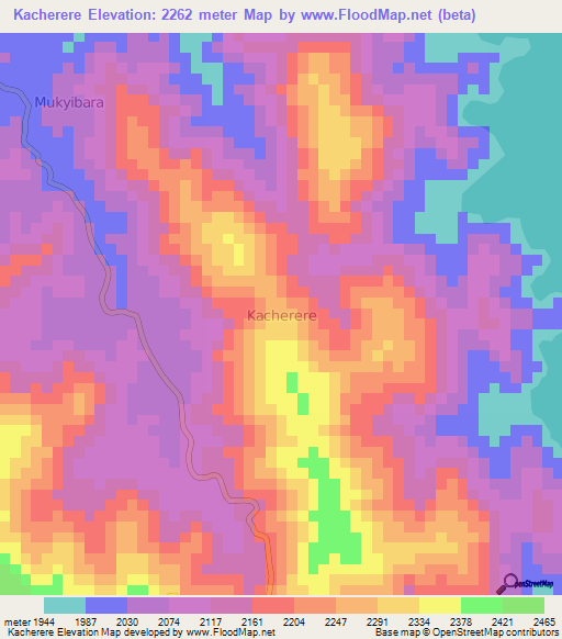 Kacherere,Uganda Elevation Map