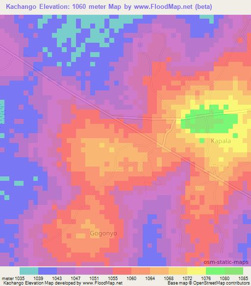 Kachango,Uganda Elevation Map