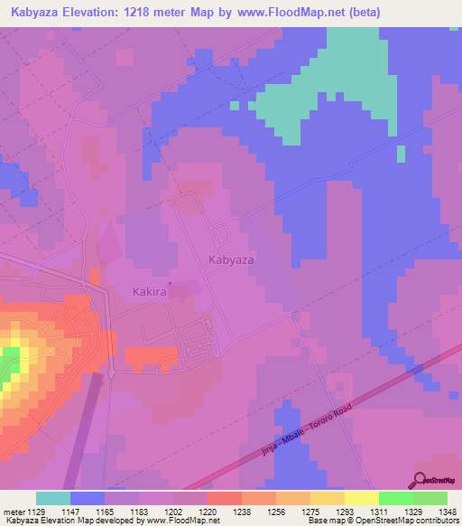 Kabyaza,Uganda Elevation Map