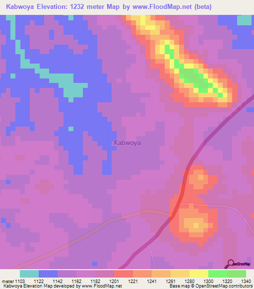 Kabwoya,Uganda Elevation Map