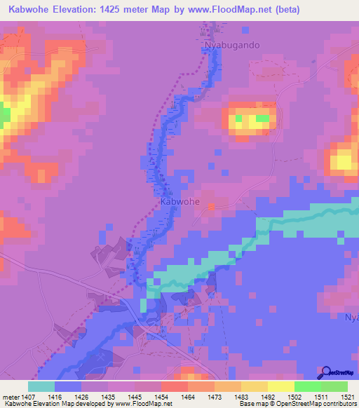 Kabwohe,Uganda Elevation Map