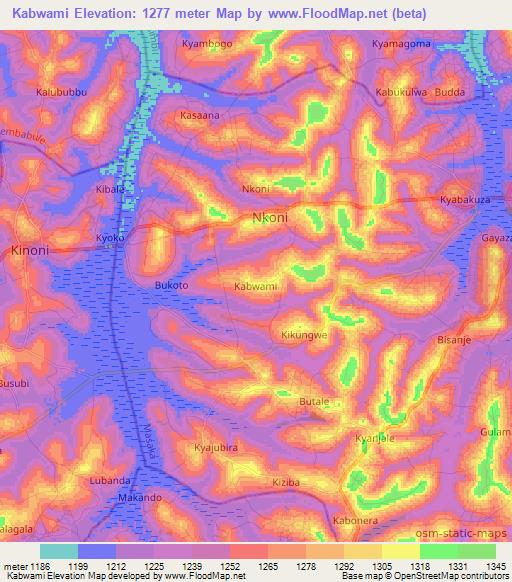 Kabwami,Uganda Elevation Map
