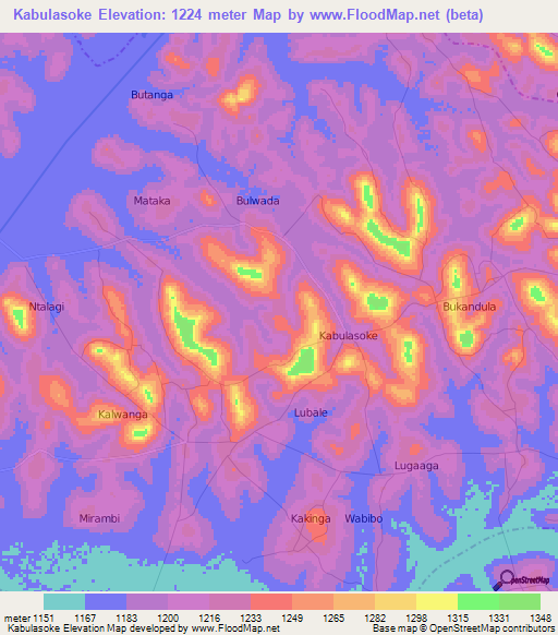 Kabulasoke,Uganda Elevation Map