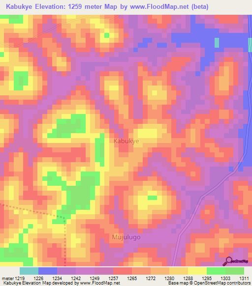 Kabukye,Uganda Elevation Map