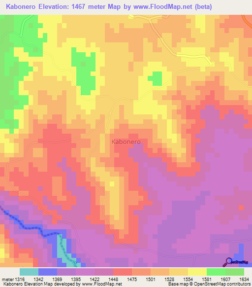 Kabonero,Uganda Elevation Map