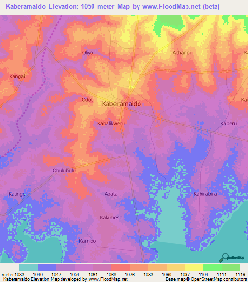 Kaberamaido,Uganda Elevation Map