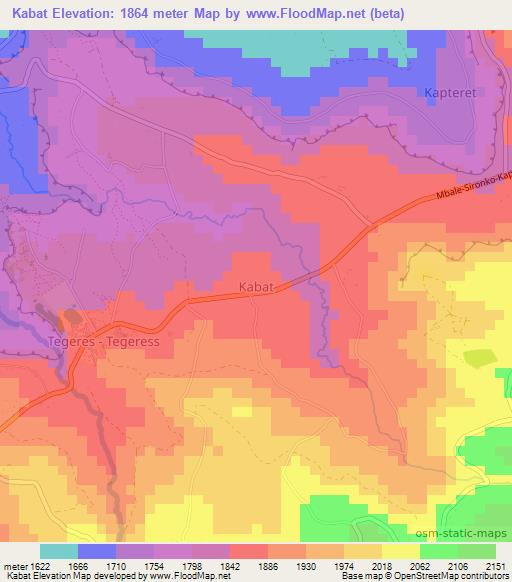 Kabat,Uganda Elevation Map