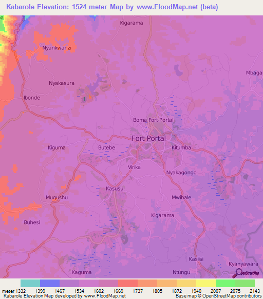 Kabarole,Uganda Elevation Map