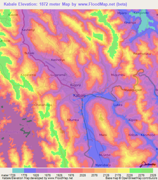 Kabale,Uganda Elevation Map