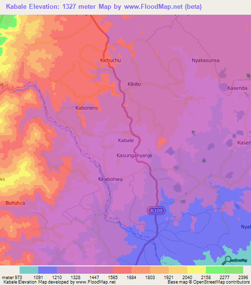 Kabale,Uganda Elevation Map