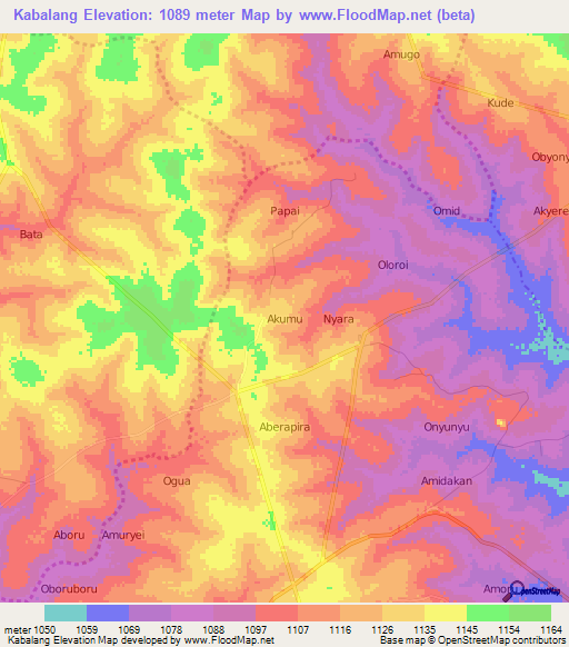 Kabalang,Uganda Elevation Map
