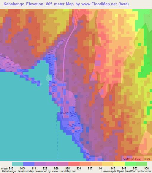 Kabahango,Uganda Elevation Map