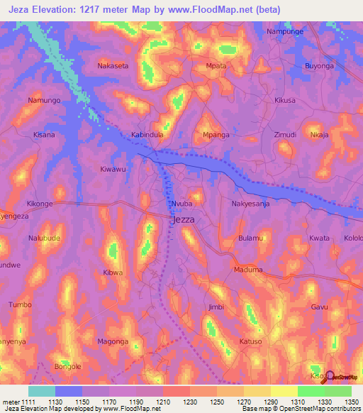 Jeza,Uganda Elevation Map