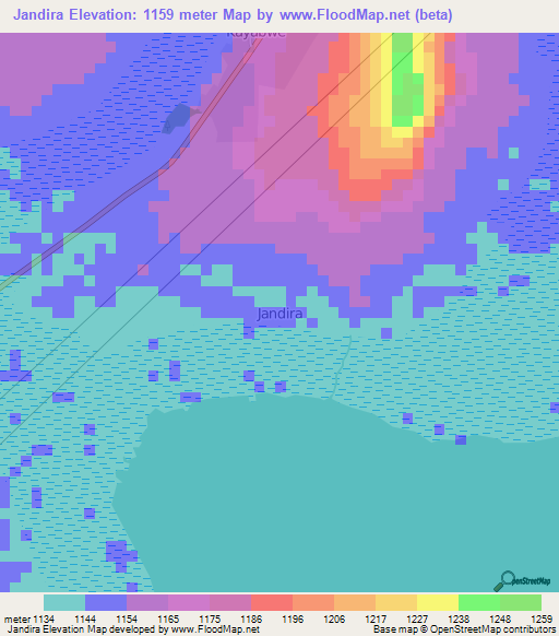 Jandira,Uganda Elevation Map
