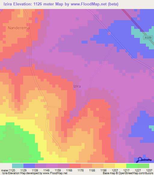 Izira,Uganda Elevation Map