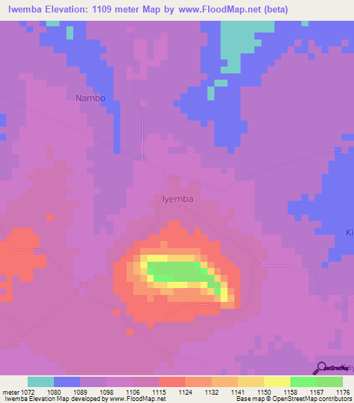 Iwemba,Uganda Elevation Map