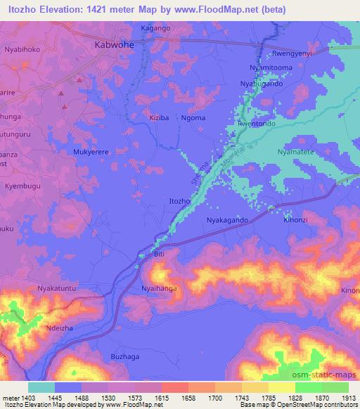 Itozho,Uganda Elevation Map