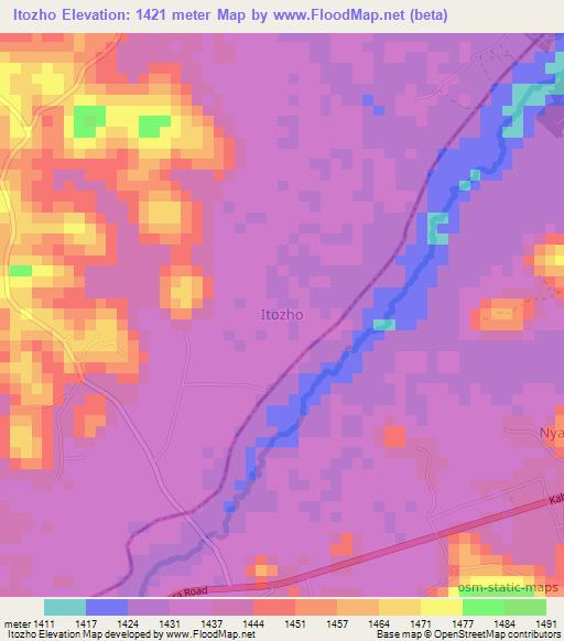 Itozho,Uganda Elevation Map